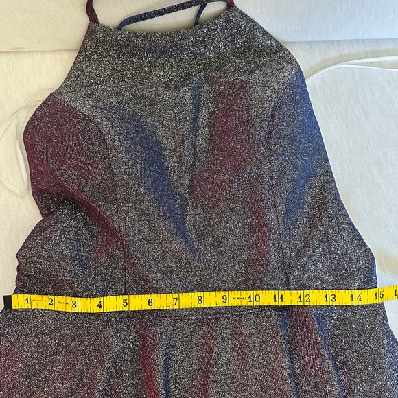 Prom Dress NWT Purple Silver Sparkle CorsetBack High Neck w/Pockets Women’s 10 - Picture 11 of 15